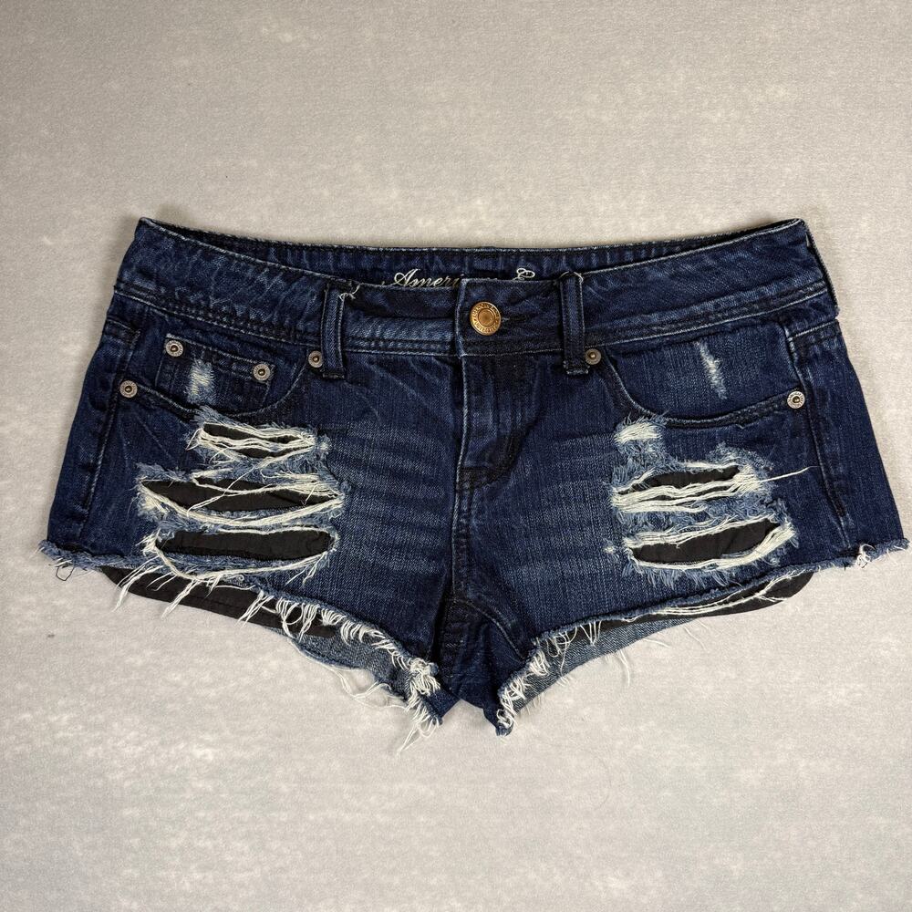 American Eagle micro denim shorts - cut off cheeky low rise daisy dukes size 4
